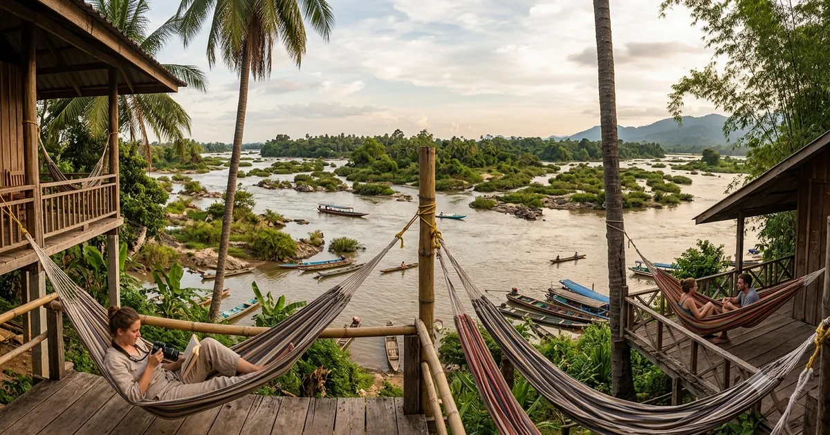 The Mekong at the 4000 Islands near the Cambodia–Laos border, southern Laos