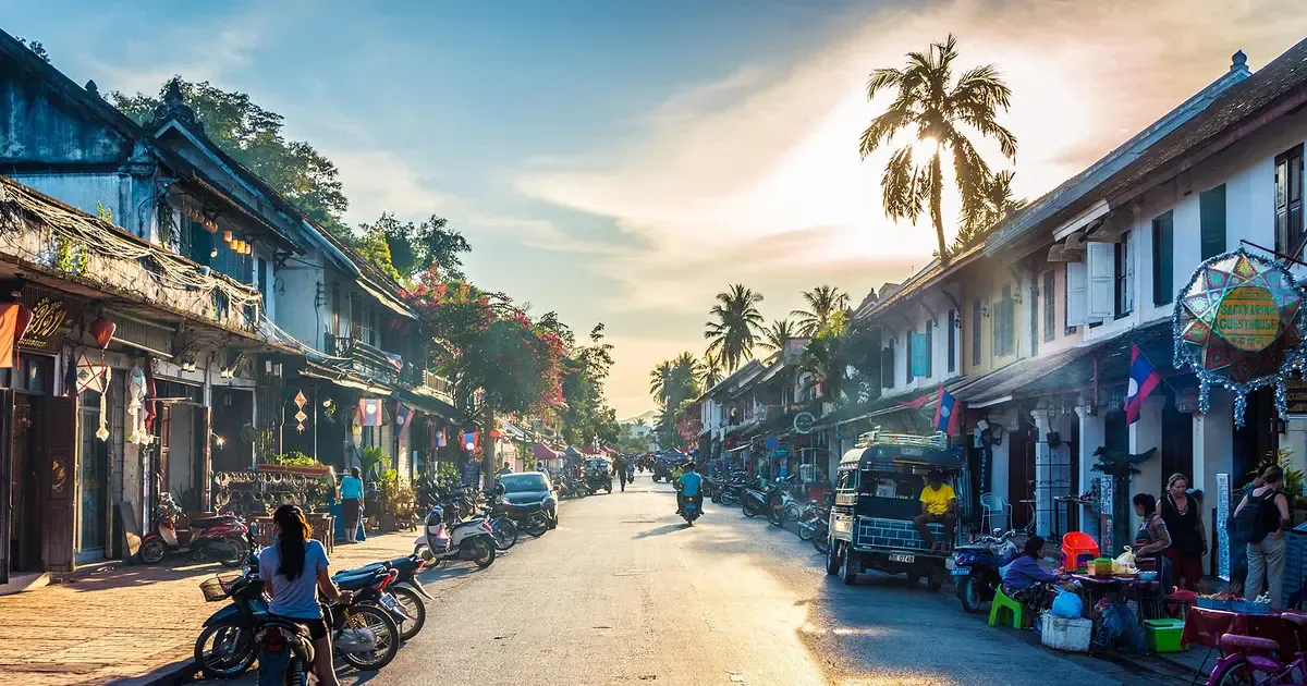 Temples and the Mekong at Luang Prabang, Laos